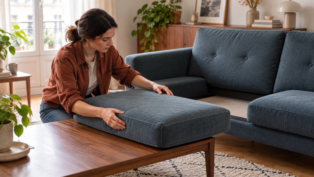 Illustration : contrôle d’un coussin d’assise amovible avant de choisir une réparation