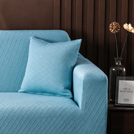 Housse de coussin Jacquard losange · Bleu ciel