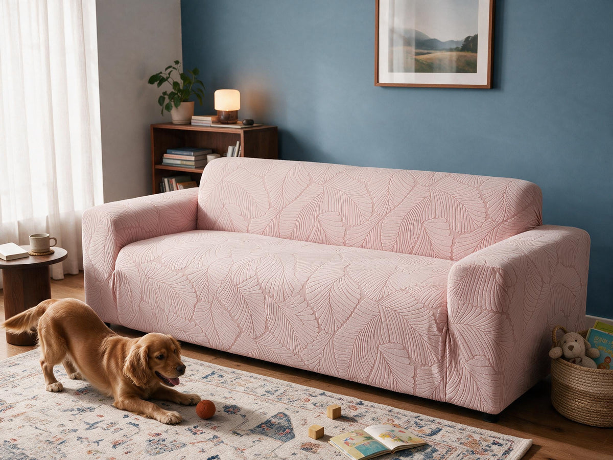 Avant et après : canapé avec une housse Casamé