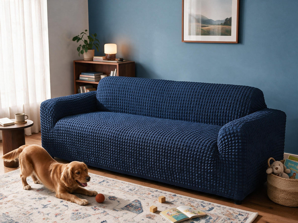 Avant et après : canapé avec une housse Casamé