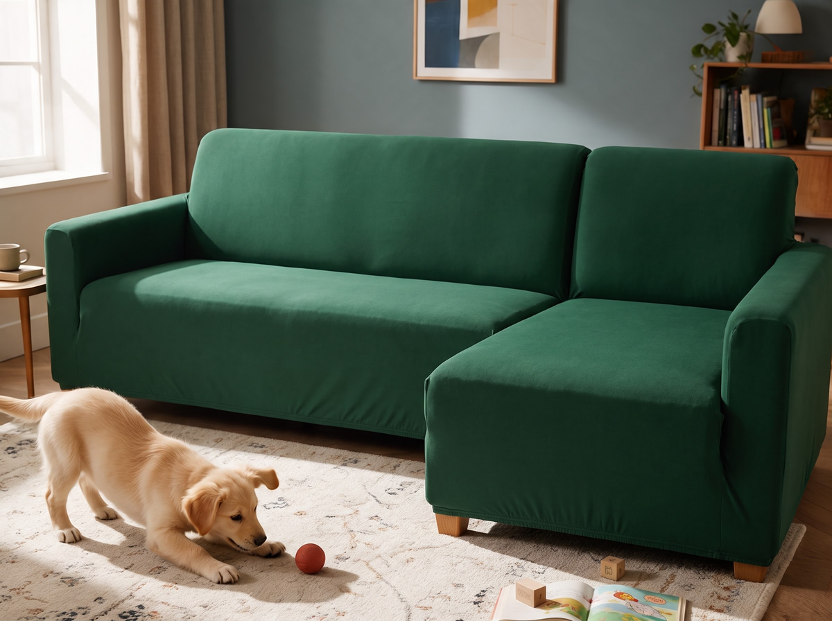 Avant et après : canapé avec une housse Casamé