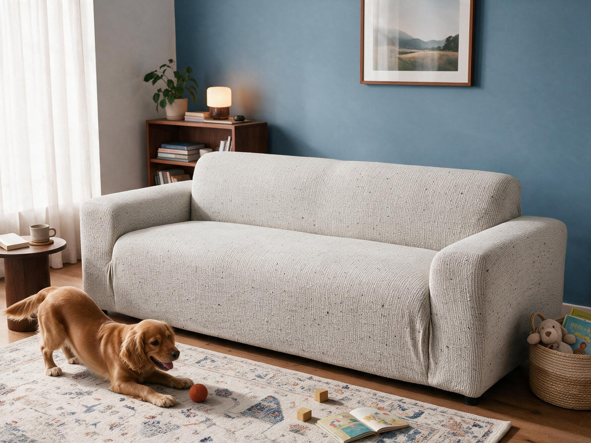 Avant et après : canapé avec une housse Casamé