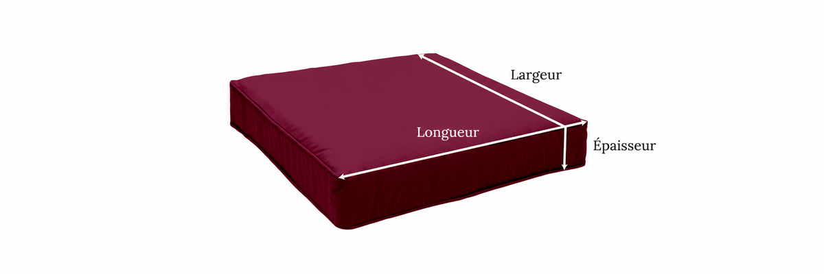 Mesurez la longueur, la largeur et l’épaisseur du coussin.