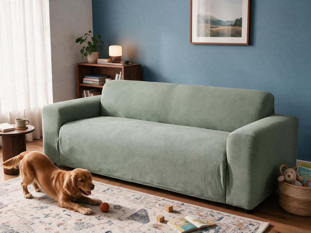 Avant et après : canapé avec une housse Casamé
