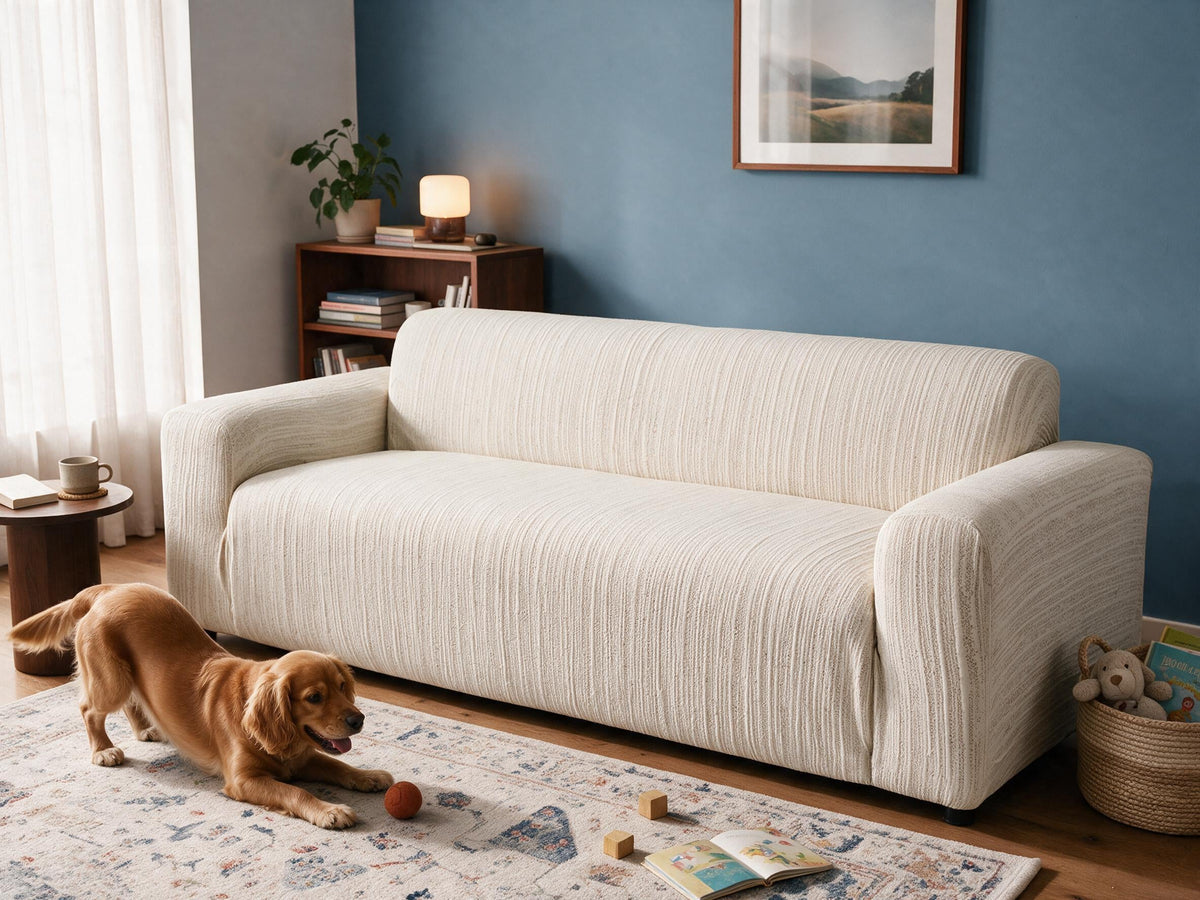 Avant et après : canapé avec une housse Casamé