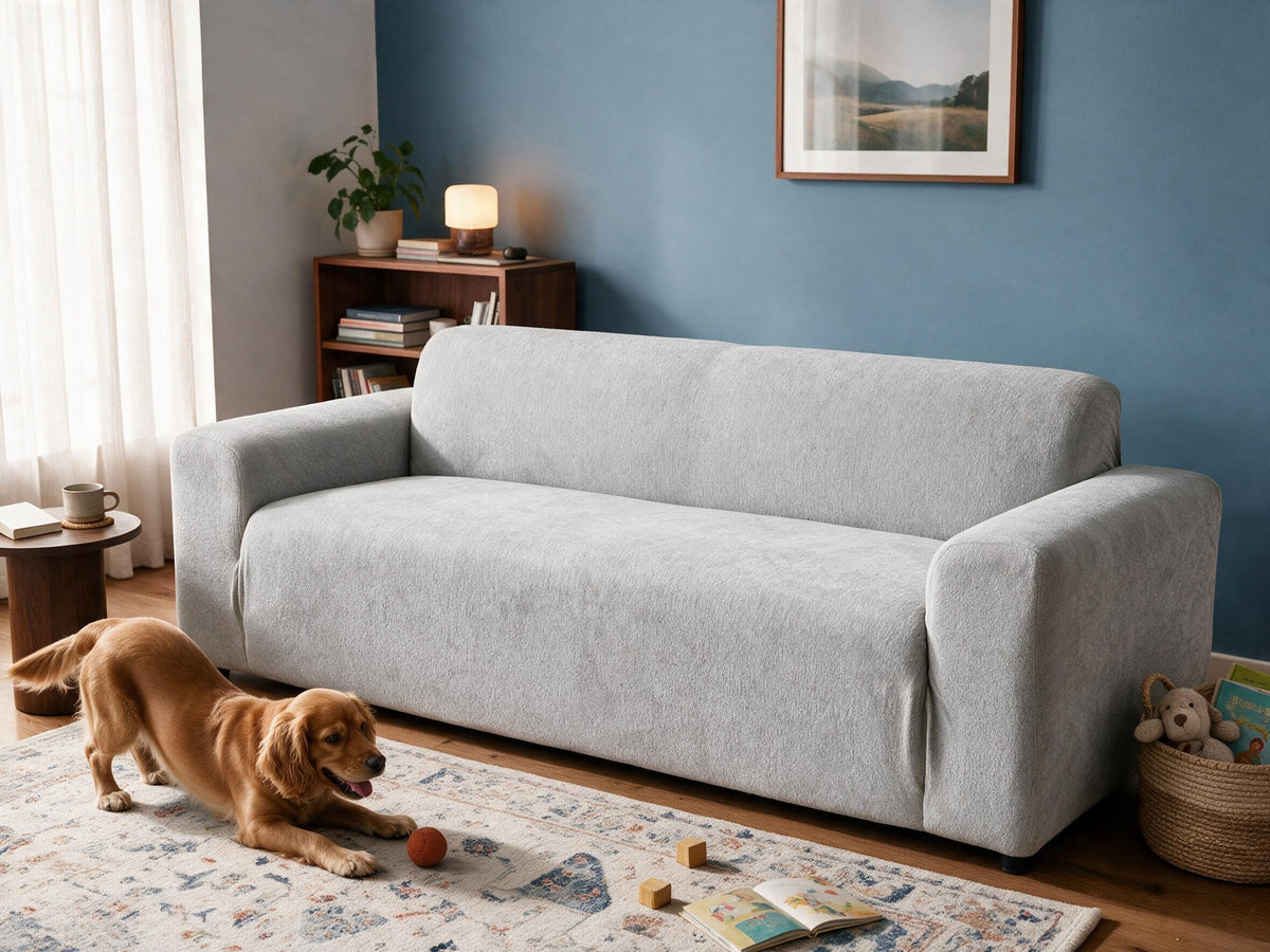 Avant et après : canapé avec une housse Casamé