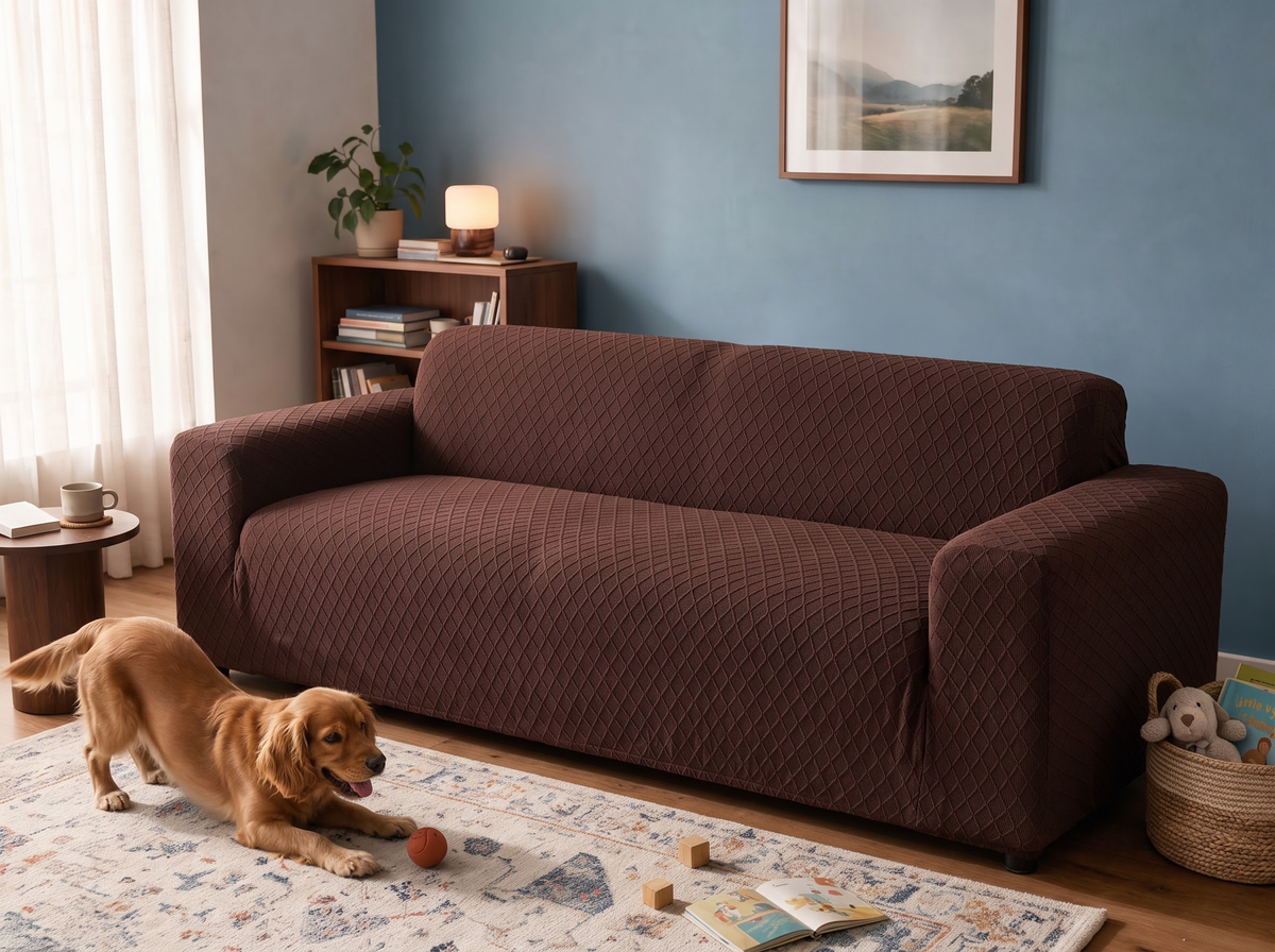 Avant et après : canapé avec une housse Casamé