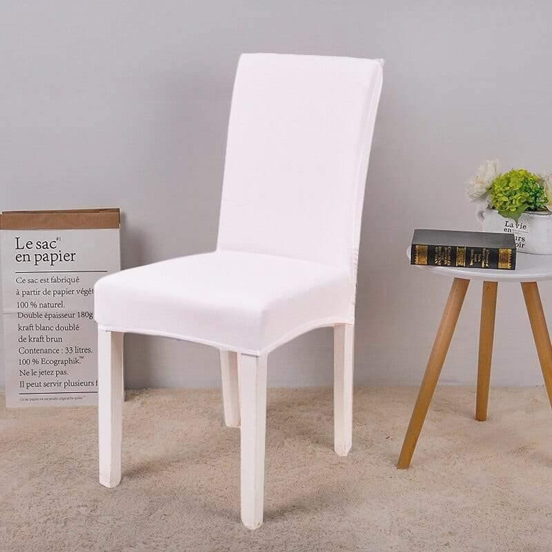 Housse de chaise Unie · Blanc · Extensible (vue 2)