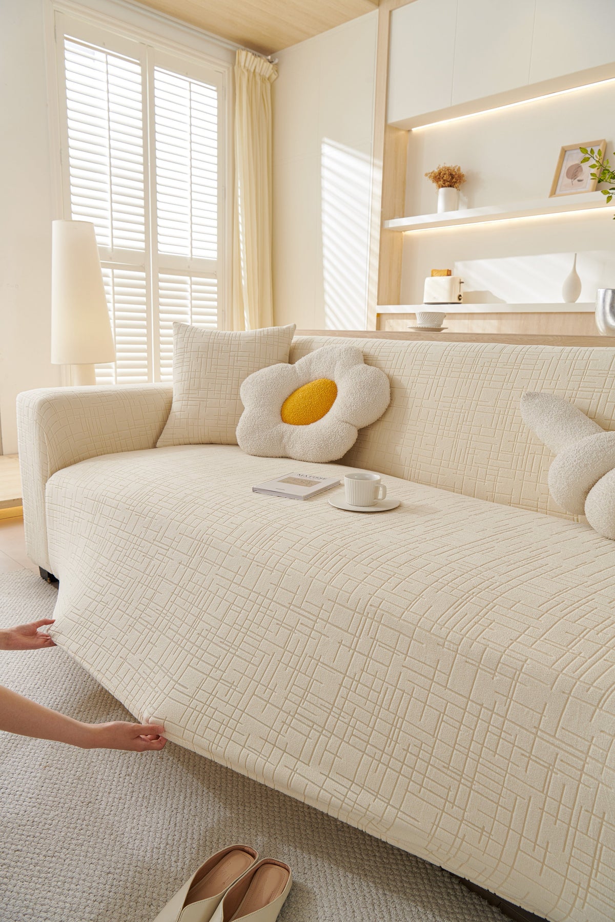 Housse de canapé Arquette · Beige · Extensible (vue 3)