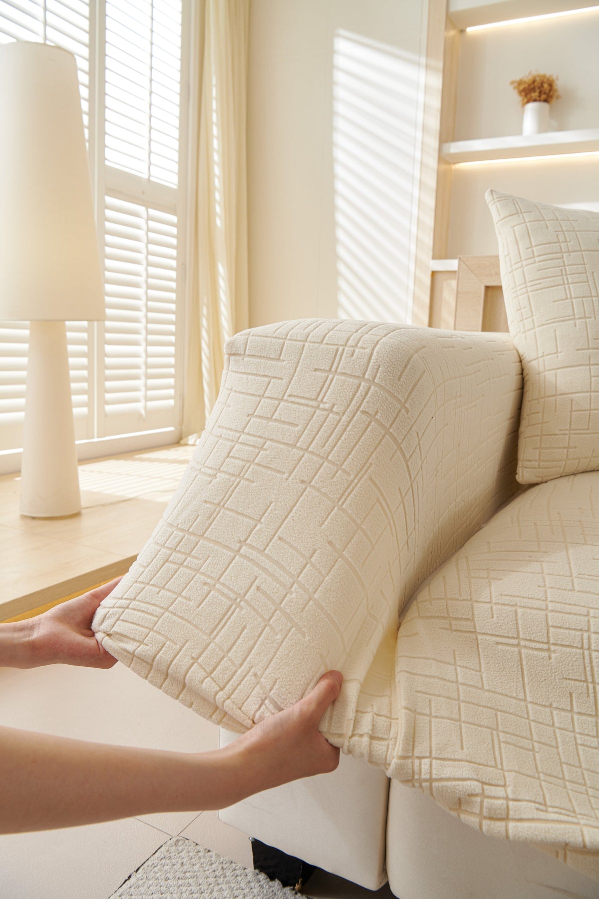 Housse de canapé Arquette · Beige · Extensible (vue 4)