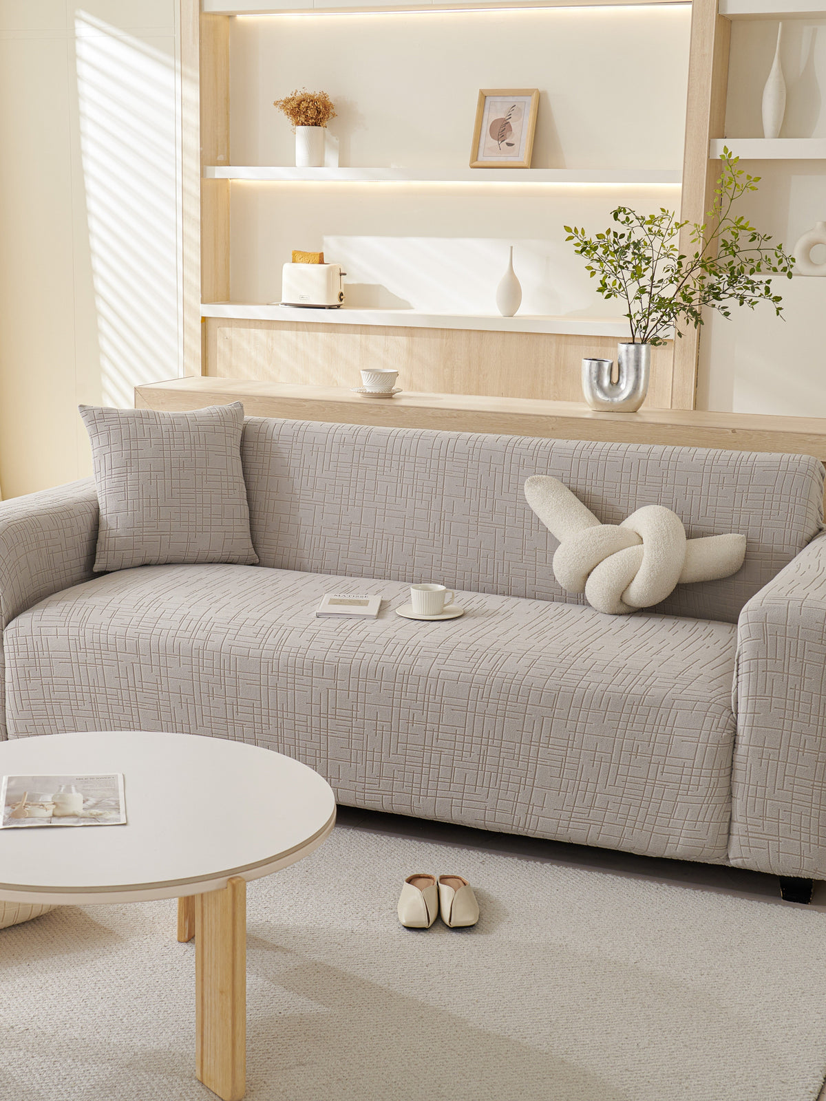 Housse de canapé Arquette · Gris perle · Extensible (vue 2)