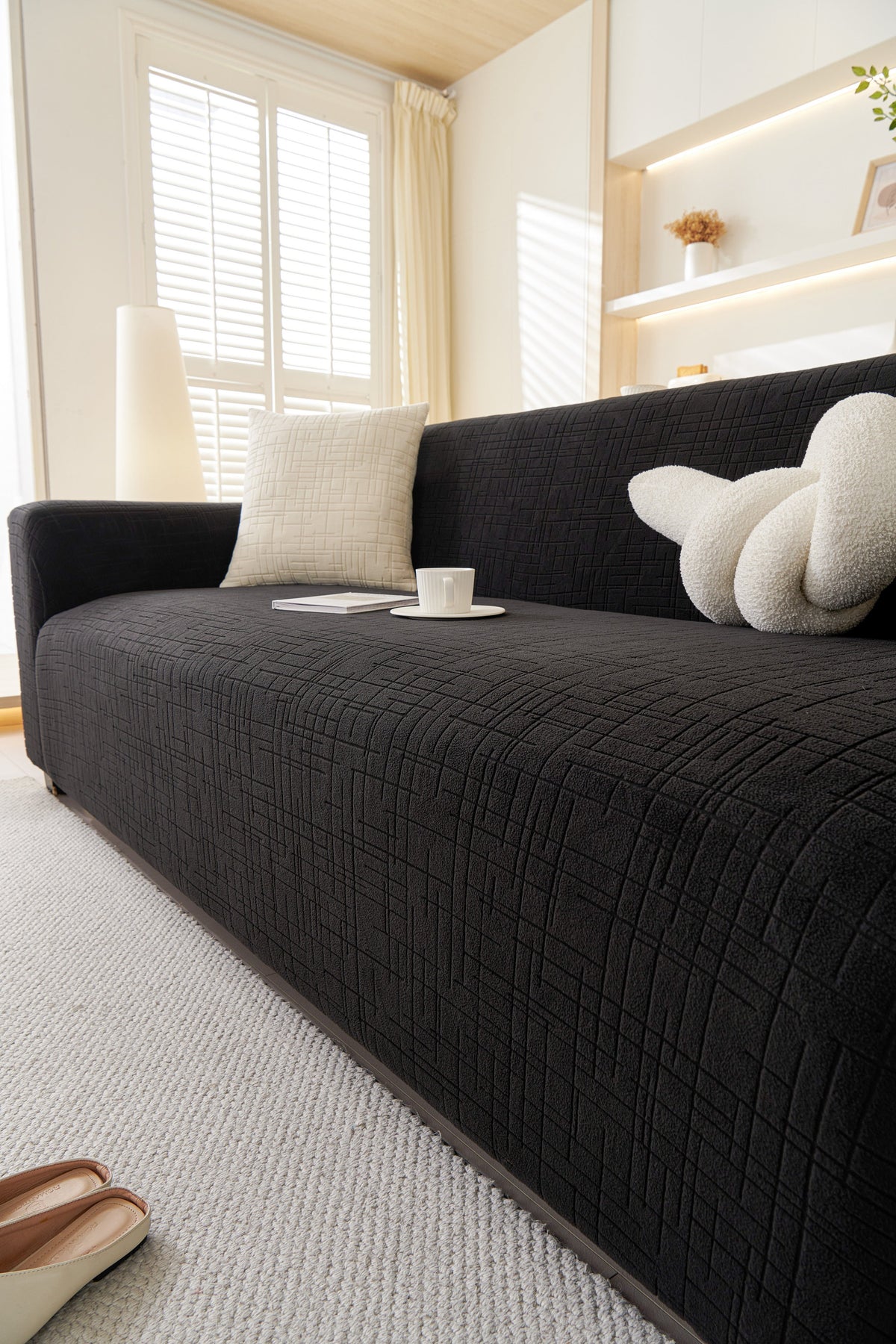 Housse de canapé Arquette · Noir intense · Extensible