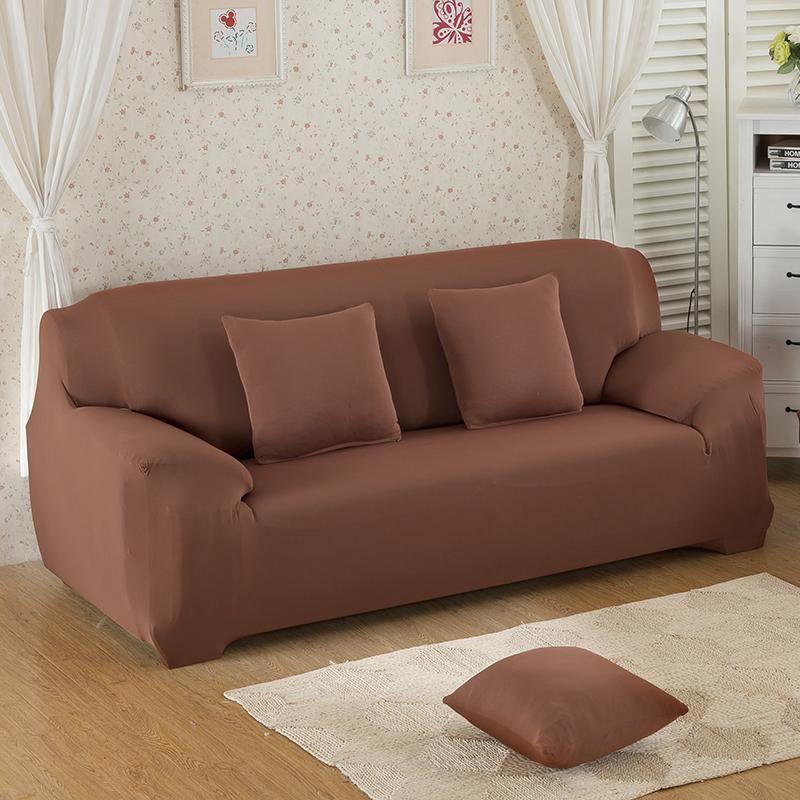 Housse de canapé Unie · Acajou · Extensible