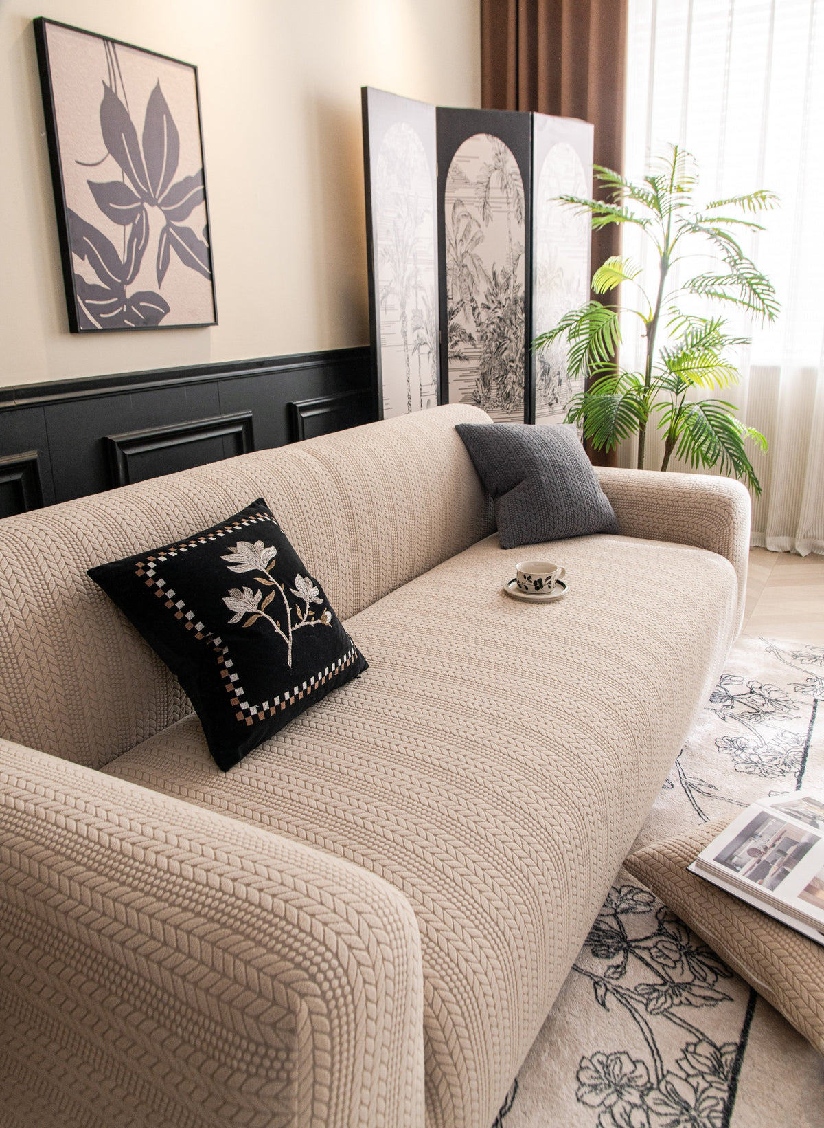 Housse de canapé Braelyn · Kaki · Extensible