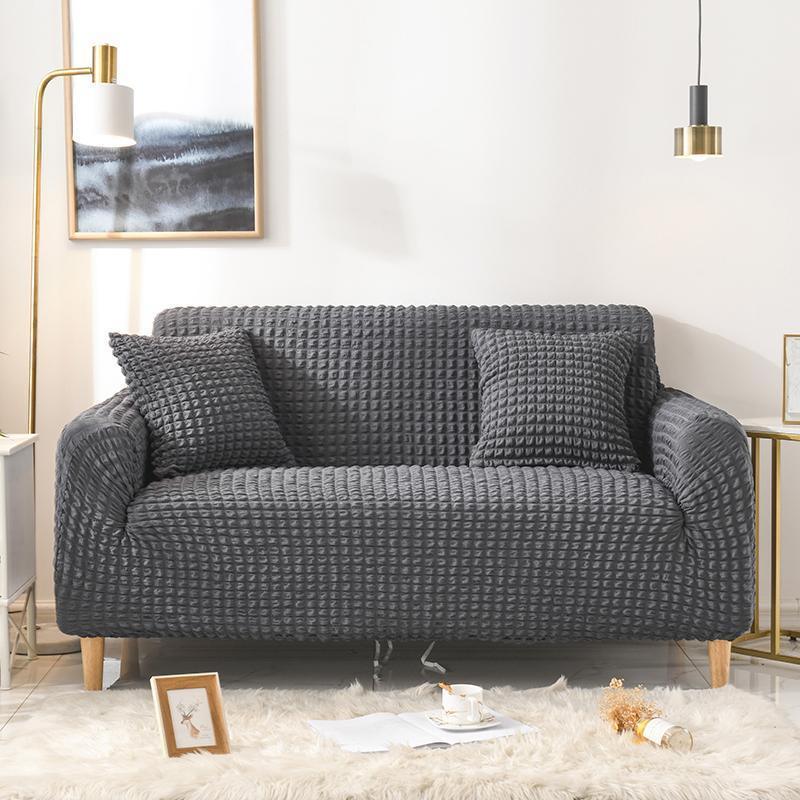 Housse de canapé Tissu gaufré · Gris anthracite · Extensible