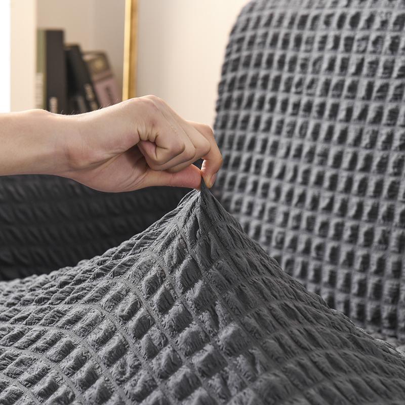 Housse de canapé Tissu gaufré · Gris anthracite · Extensible (vue 4)