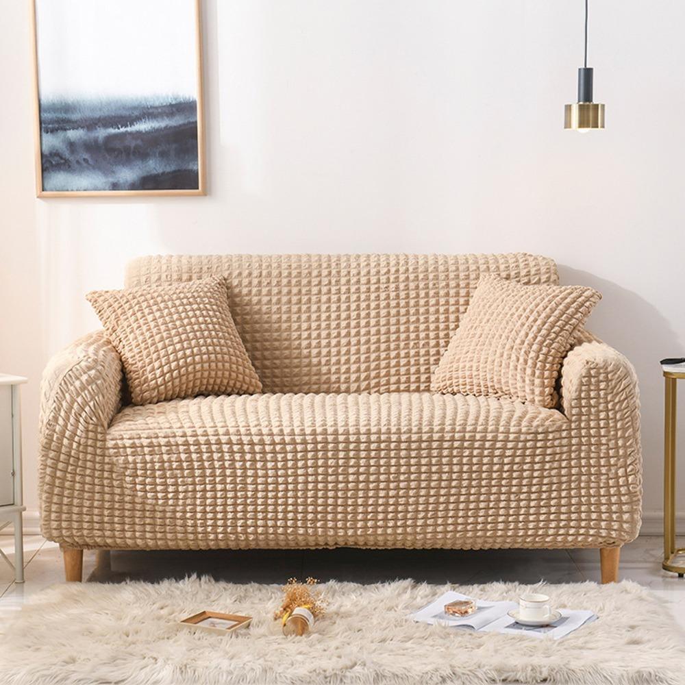 Housse de canapé Tissu gaufré · Beige · Extensible