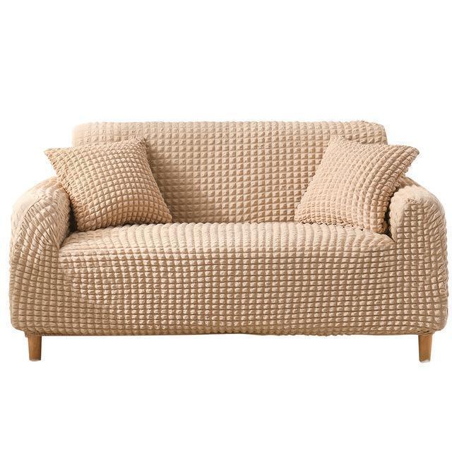 Housse de canapé Tissu gaufré · Beige · Extensible (vue 3)