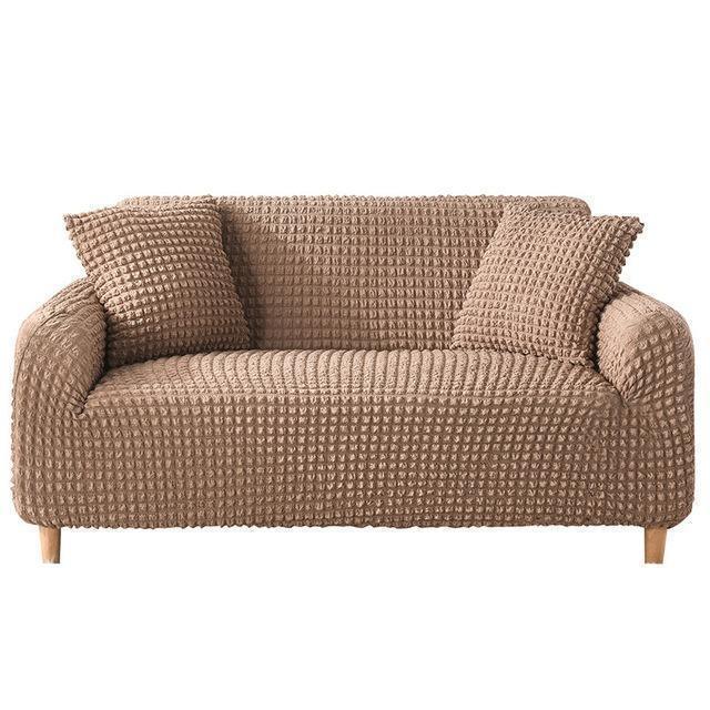 Housse de canapé Tissu gaufré · Marron · Extensible (vue 2)