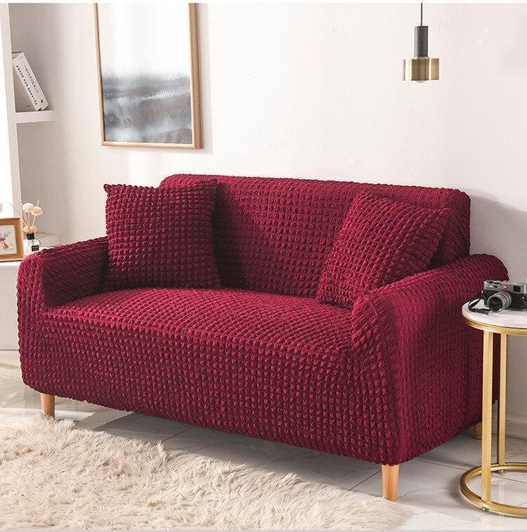 Housse de canapé Tissu gaufré · Rouge cardinal · Extensible