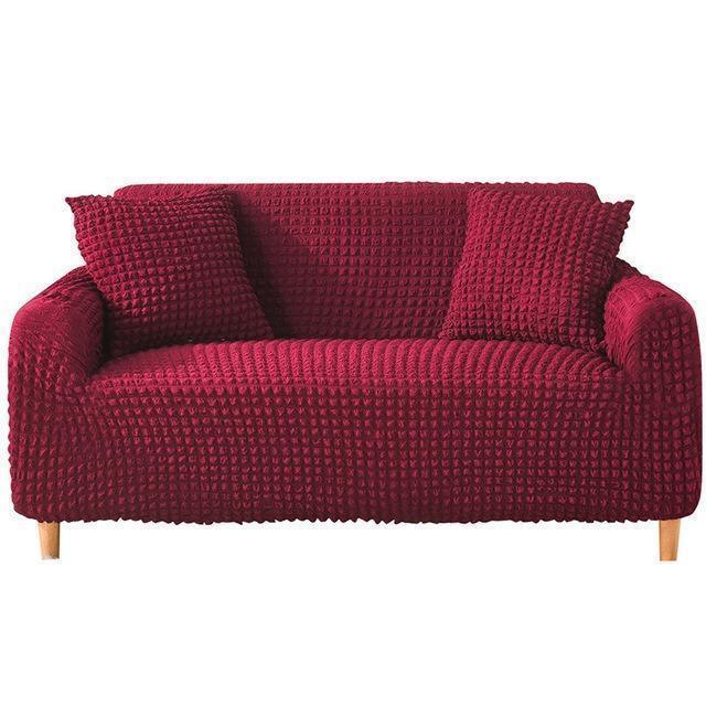 Housse de canapé Tissu gaufré · Rouge cardinal · Extensible (vue 2)