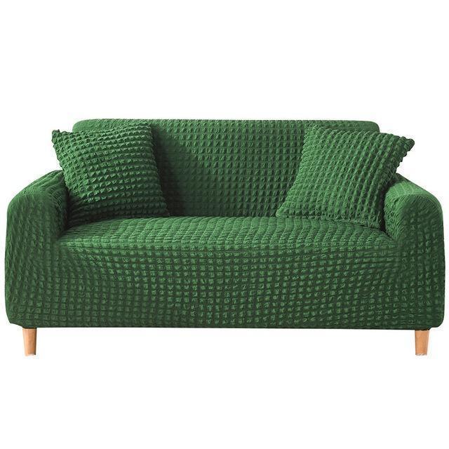 Housse de canapé Tissu gaufré · Vert forêt · Extensible (vue 5)