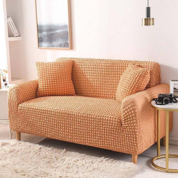 Housse de canapé Tissu gaufré · Orange · Extensible