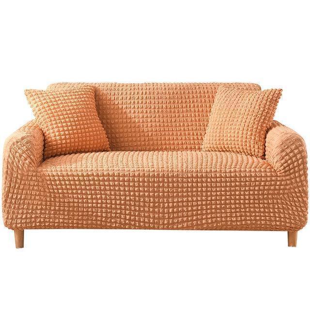Housse de canapé Tissu gaufré · Orange · Extensible (vue 2)