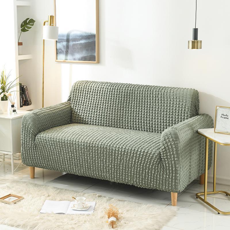 Housse de canapé Tissu gaufré · Vert d'eau · Extensible
