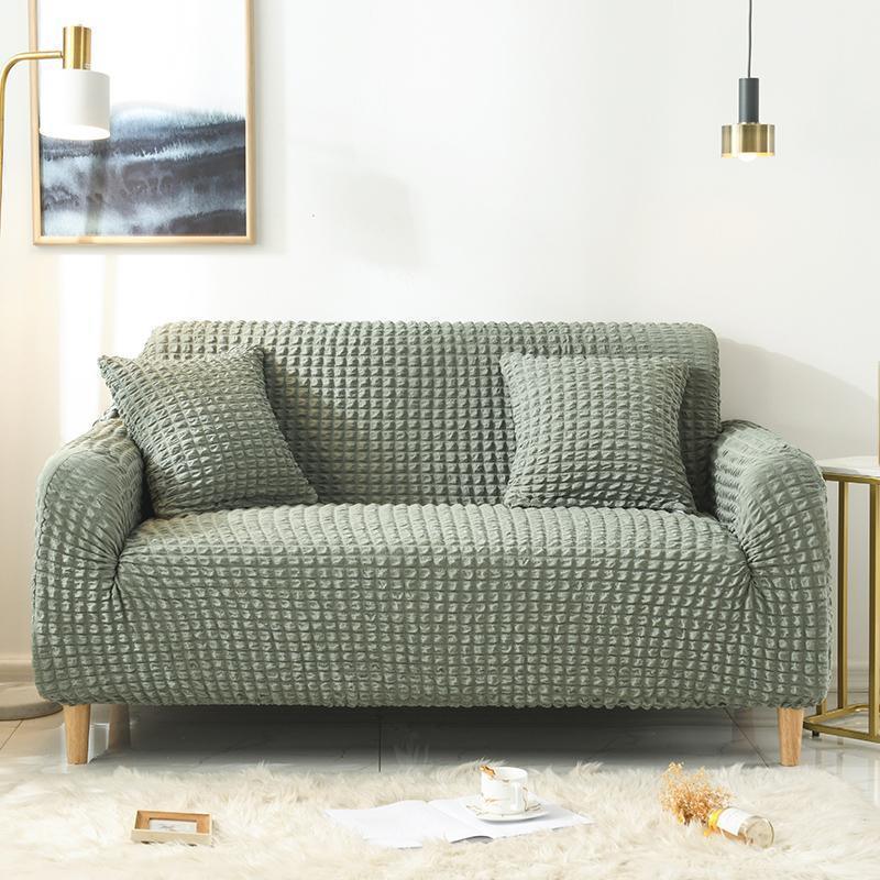 Housse de canapé Tissu gaufré · Vert d'eau · Extensible (vue 2)