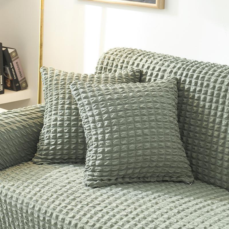 Housse de canapé Tissu gaufré · Vert d'eau · Extensible (vue 4)