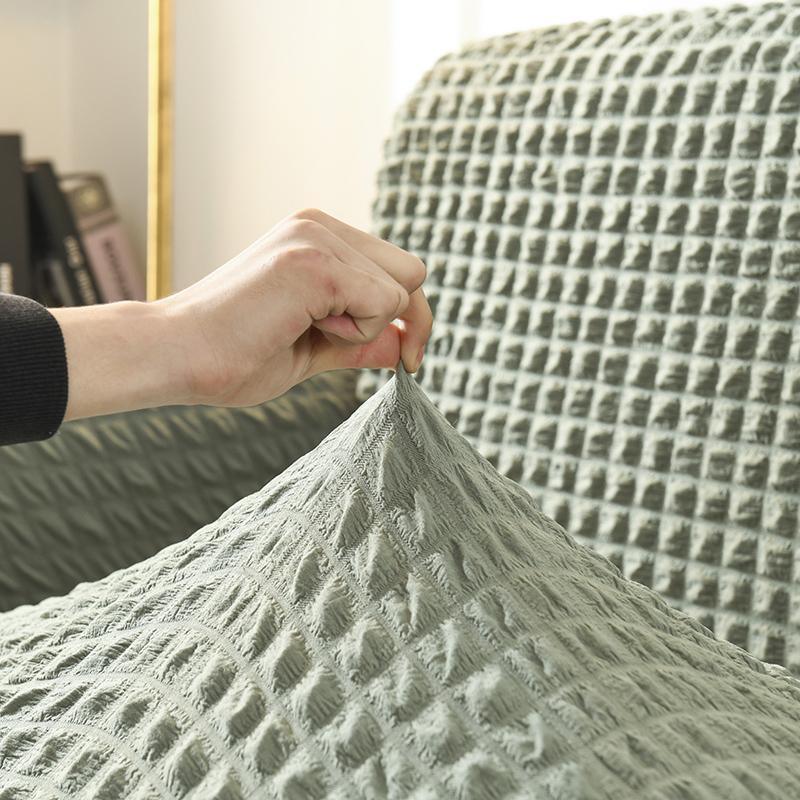 Housse de canapé Tissu gaufré · Vert d'eau · Extensible (vue 6)