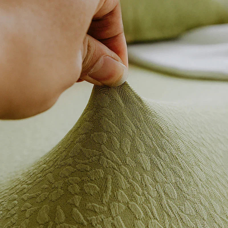 Housse de canapé Tissu cloqué Imperméable · Vert haricot · Extensible (vue 4)