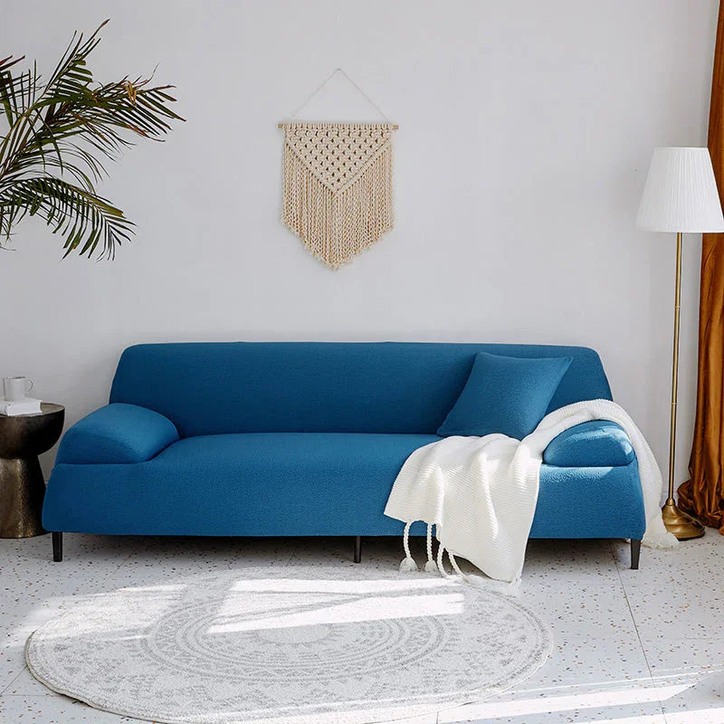 Housse de canapé Tissu cloqué Imperméable · Bleu vif · Extensible