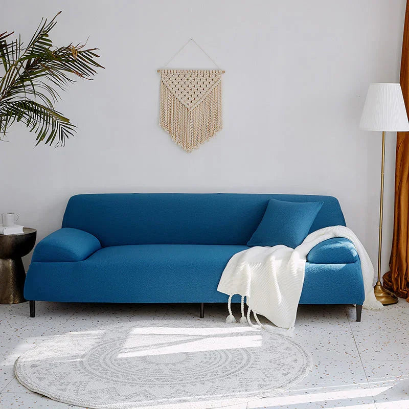 Housse de canapé Tissu cloqué Imperméable · Bleu vif · Extensible