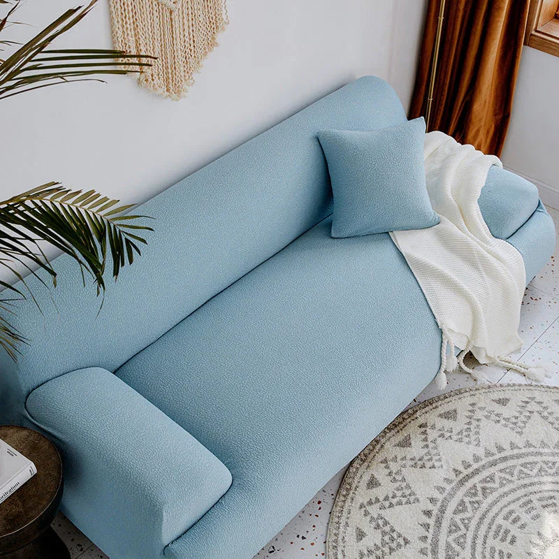 Housse de canapé Tissu cloqué Imperméable · Bleu clair · Extensible (vue 2)