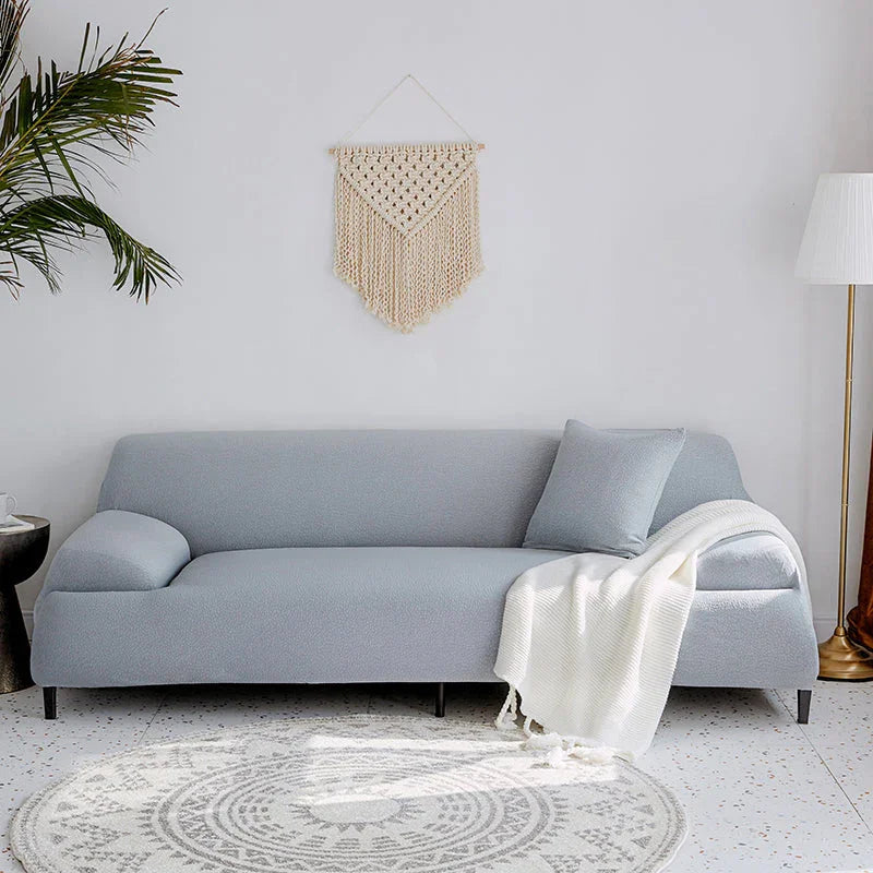 Housse de canapé Tissu cloqué Imperméable · Gris clair · Extensible