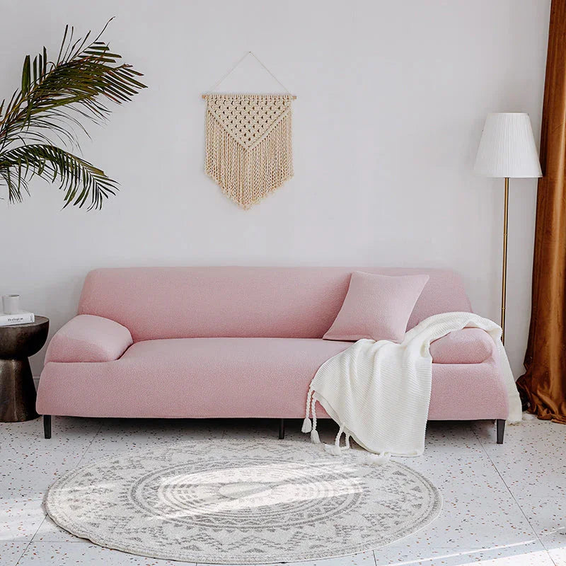 Housse de canapé Tissu cloqué Imperméable · Rose pâle · Extensible