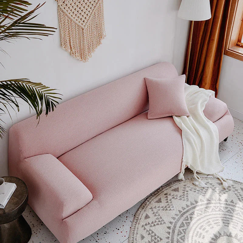 Housse de canapé Tissu cloqué Imperméable · Rose pâle · Extensible (vue 2)