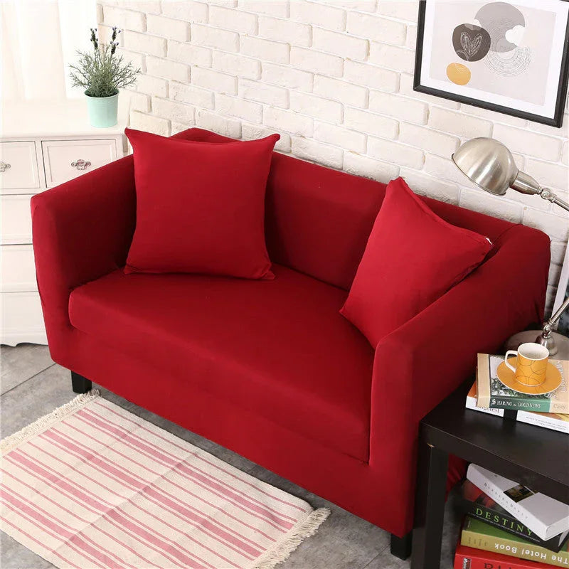 Housse de canapé Unie · Rouge carmin · Extensible (vue 2)