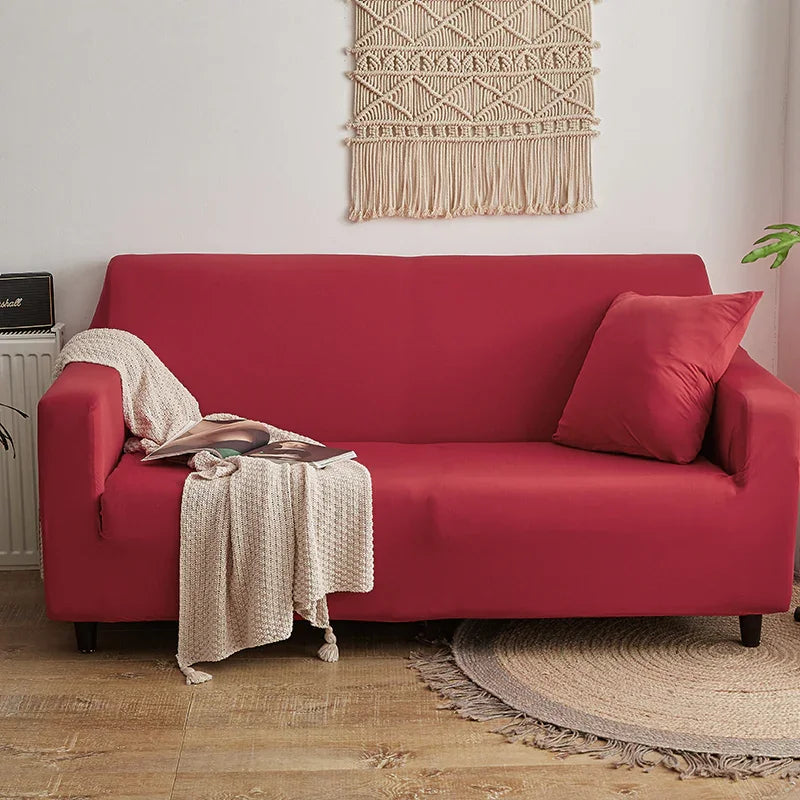 Housse de canapé Unie · Rouge cerise · Extensible