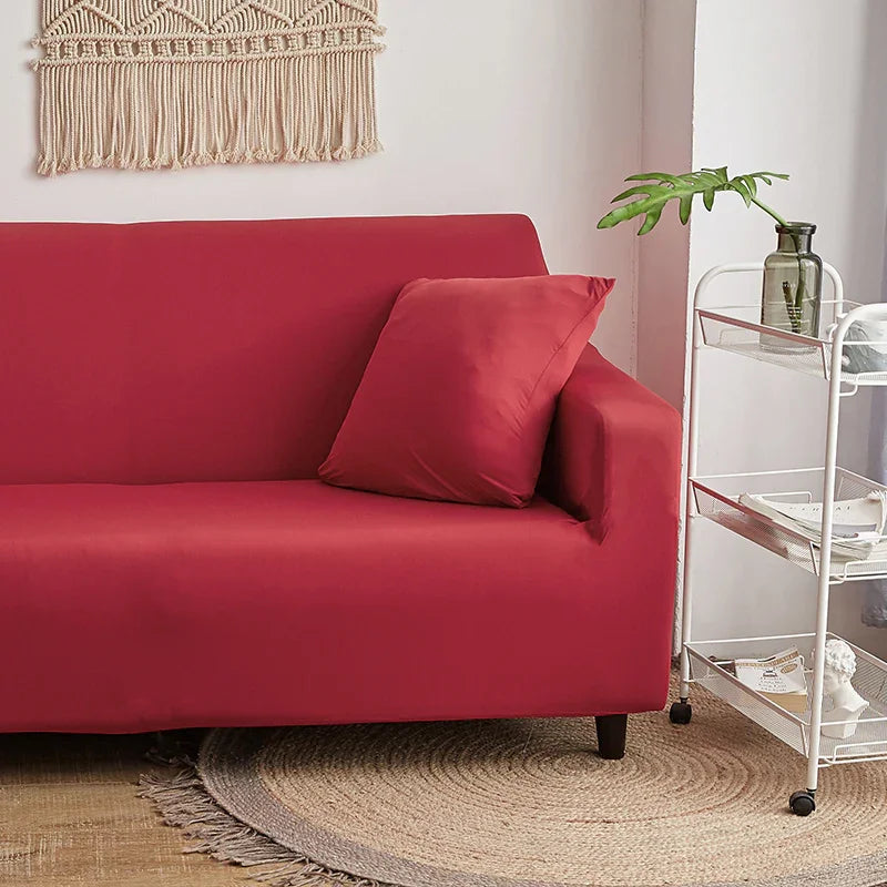 Housse de canapé Unie · Rouge cerise · Extensible (vue 3)