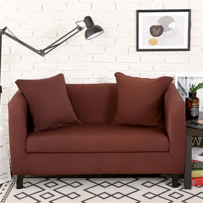 Housse de canapé Unie · Marron caramel · Extensible