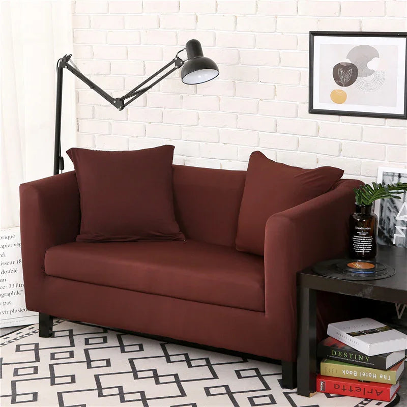 Housse de canapé Unie · Marron caramel · Extensible (vue 2)