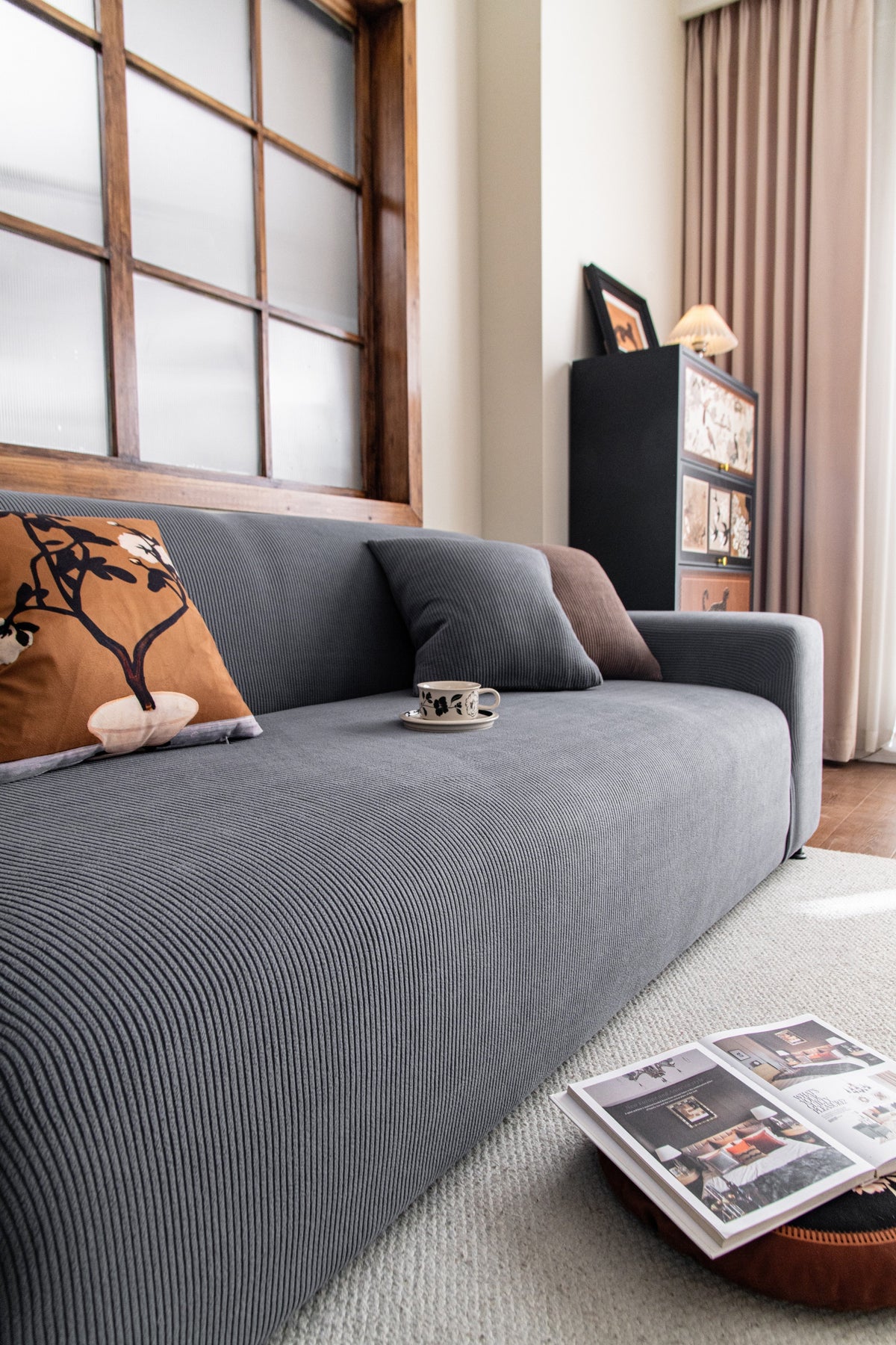 Housse de canapé Cordelle · Gris · Extensible