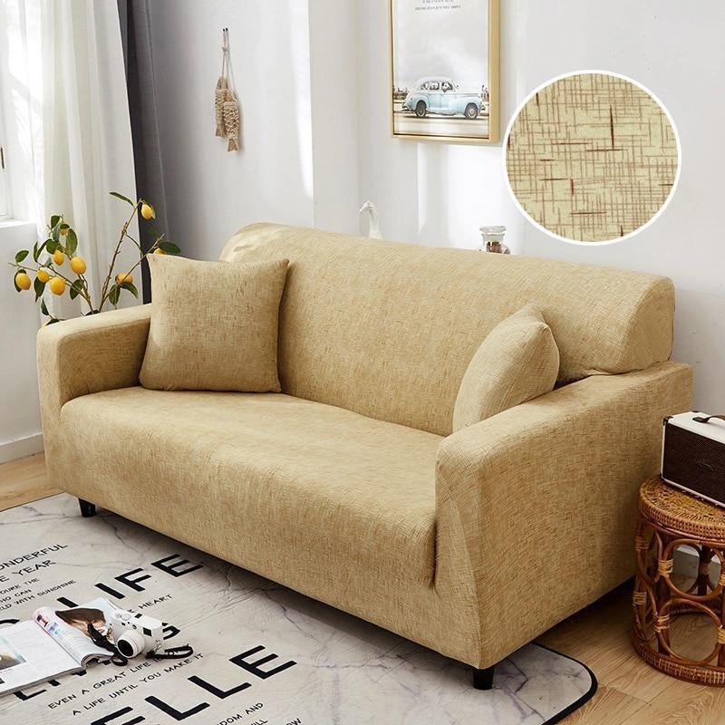 Housse de canapé Effet chiné · Beige · Extensible (vue 2)
