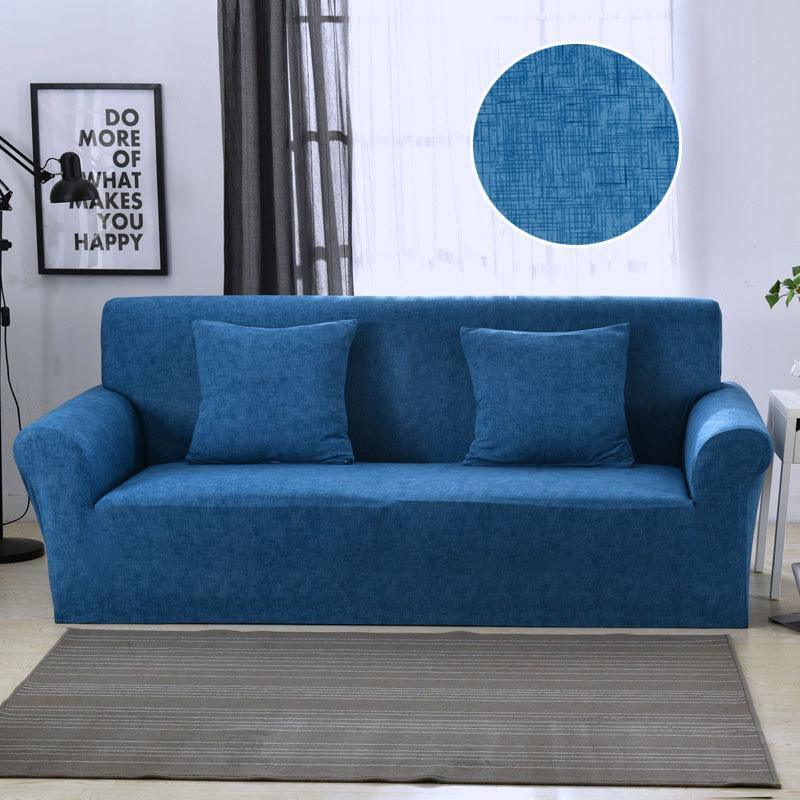 Housse de canapé Effet chiné · Bleu · Extensible