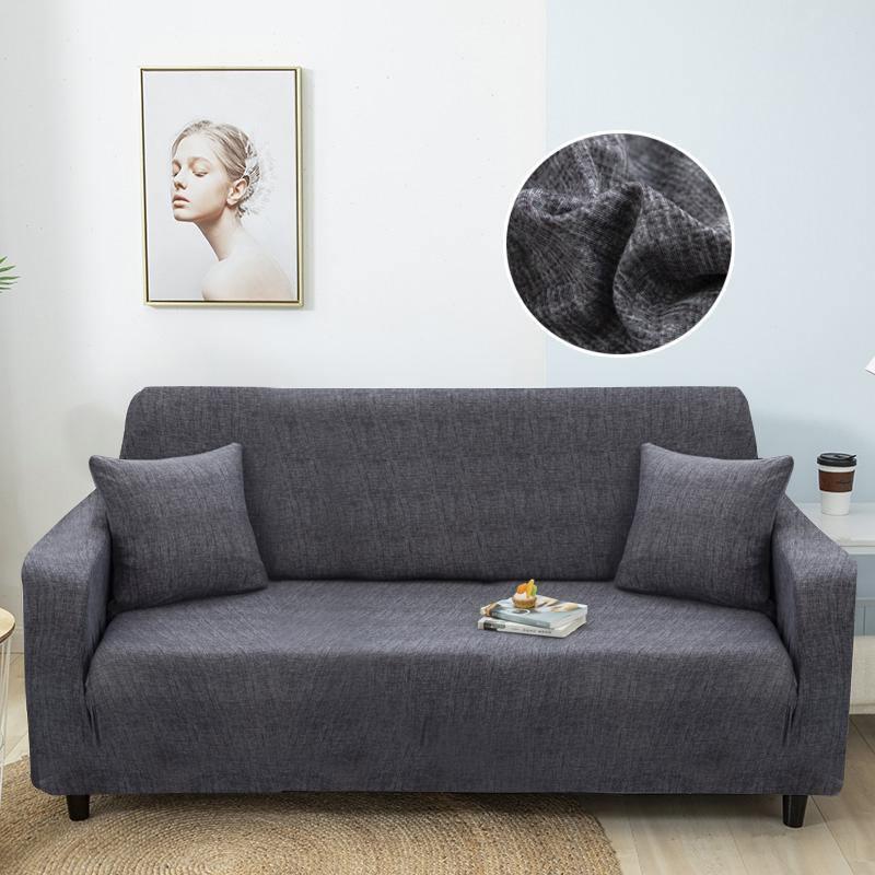 Housse de canapé Effet chiné · Gris foncé · Extensible (vue 5)