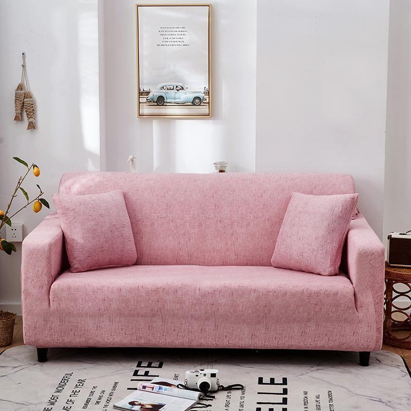 Housse de canapé Effet chiné · Rose · Extensible (vue 3)