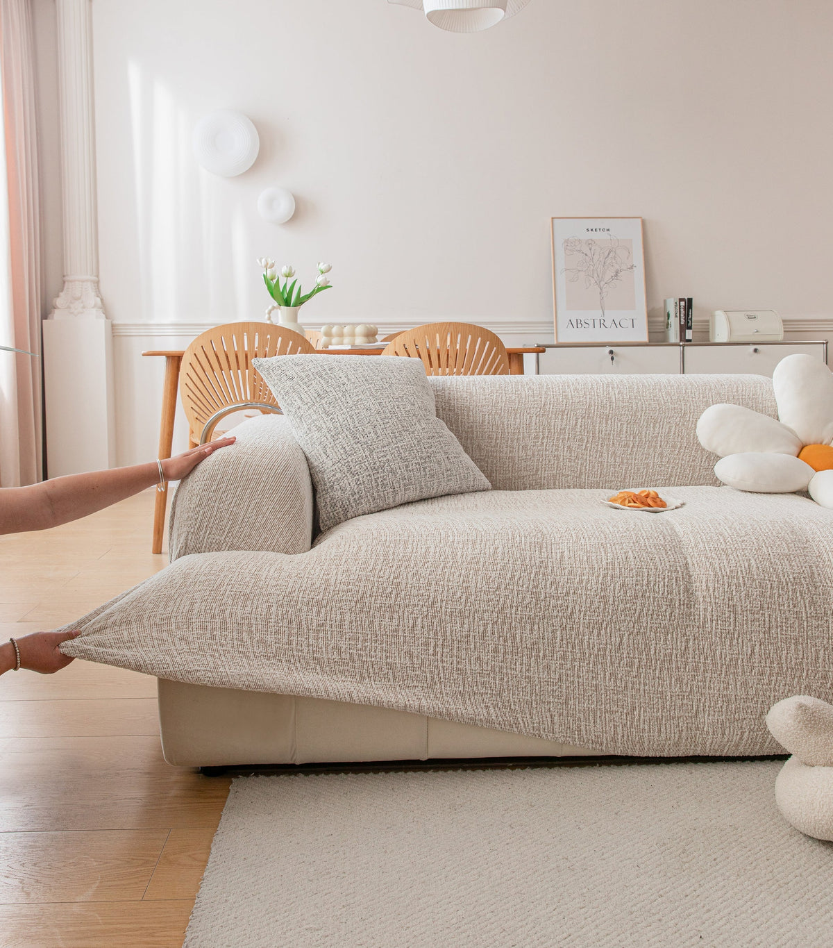 Housse de canapé Crossmere · Beige · Extensible (vue 3)